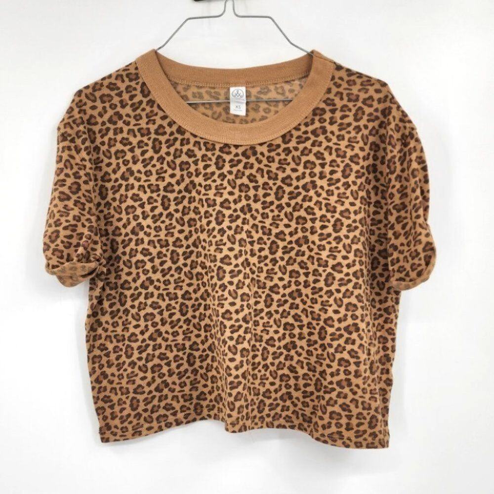 ALTERNATIVE Leopard Animal Print Cropped Top Womens Size XS Extra Small